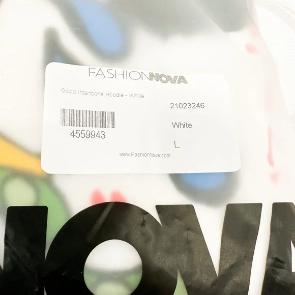 FashionNova Good Money Hoodie White Large
